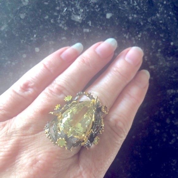 Prasiolite Green Amethyst Stunning Statement Ring - Picture 7 of 7